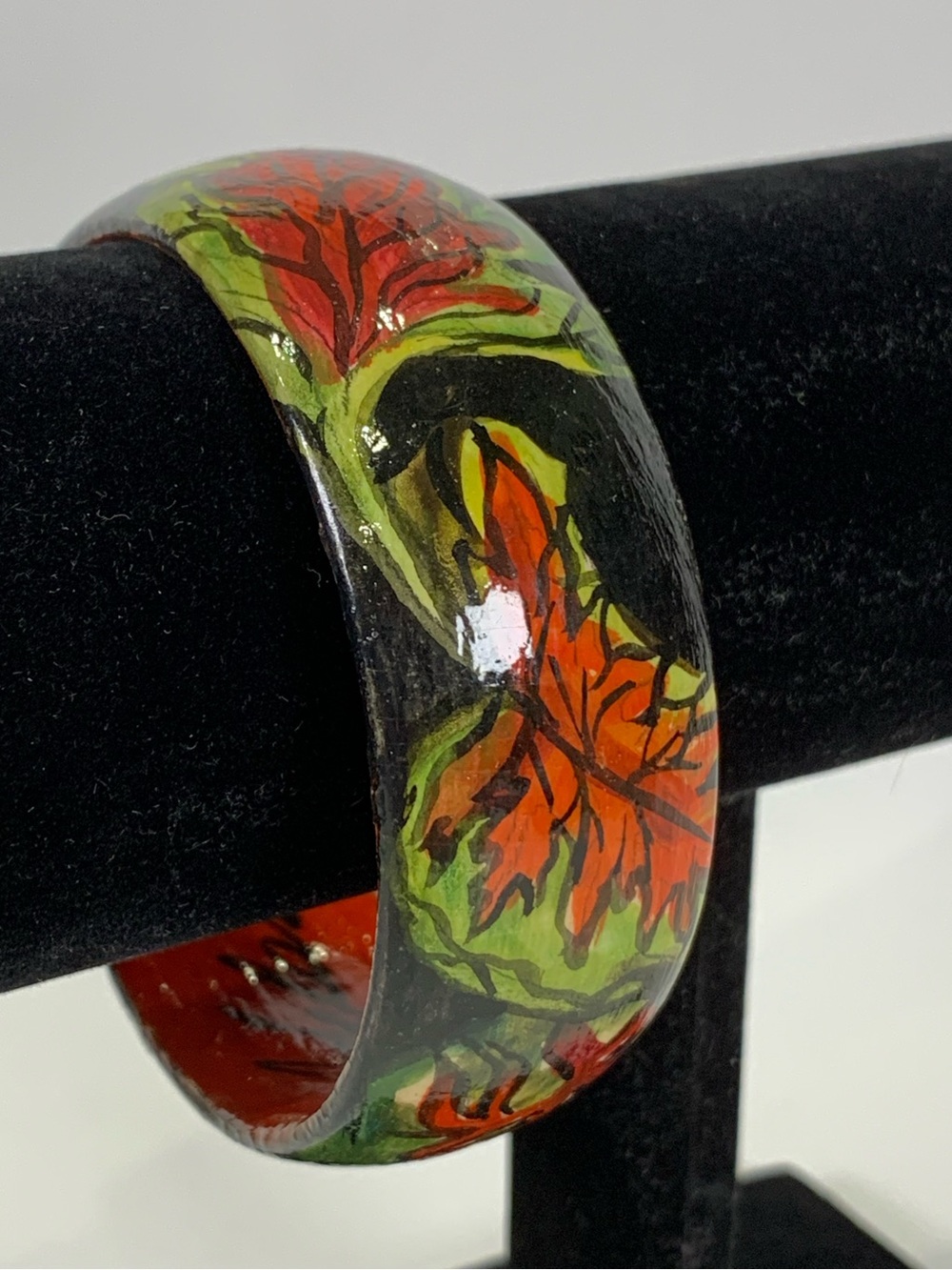Vintage Abelardo Ruiz Signed Hand Painted Papier Mache Bangle